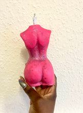 Load image into Gallery viewer, XL Gliese Glittery Pink Gia Female Body Torso Candle, Celestial Collection