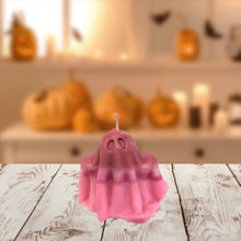 Load image into Gallery viewer, 👻 XL Multicoloured Pumpkin Spice Ghostie Pillar Candle
