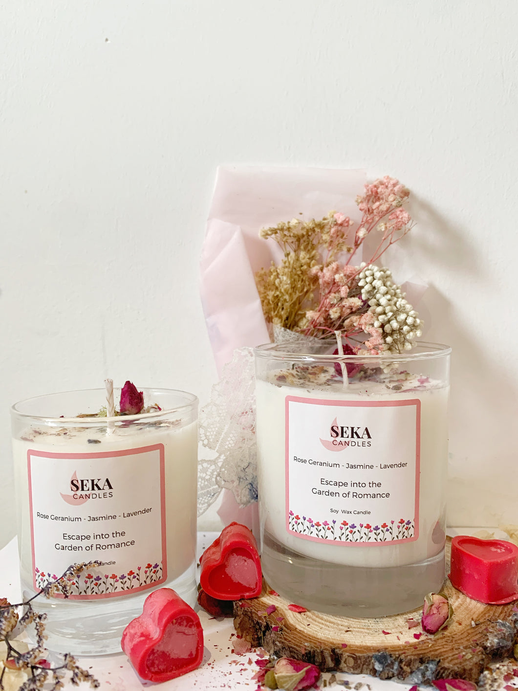 Rose Geranium, Jasmine and Lavender- Soy Wax Candle