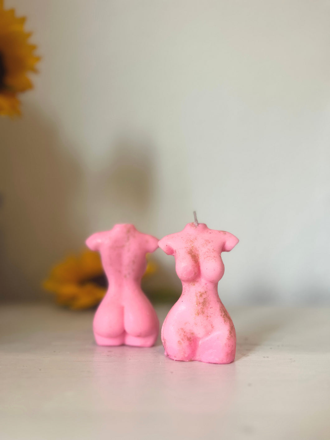 Pink and Gold Gia Female Woman Body Torso Candle, Celestial Collection