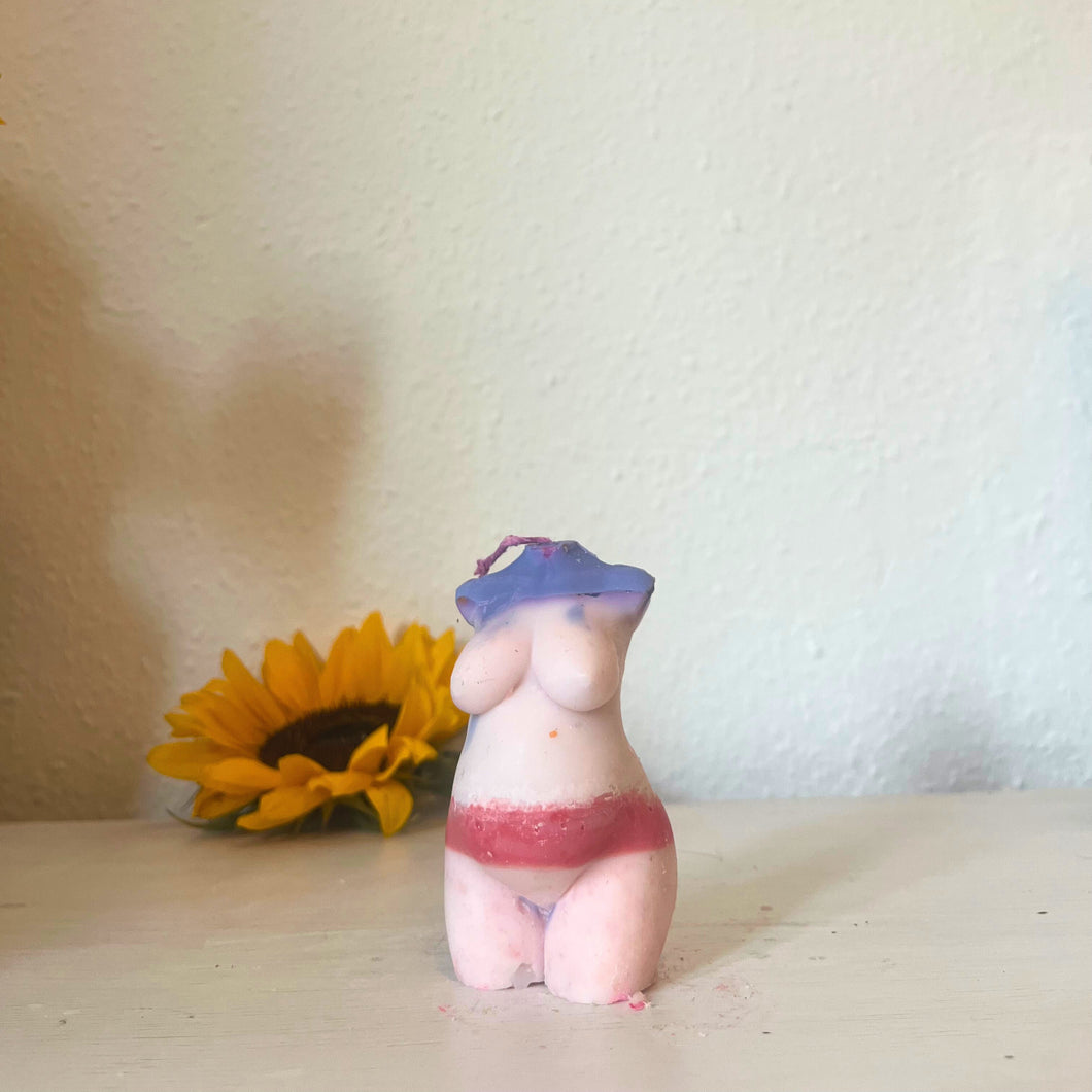 Multi Coloured Milana Pregnant Mama Female Woman Body Torso Candle, Celestial Collection