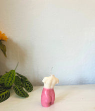 Load image into Gallery viewer, Pink and White Sam Female Woman Body Torso Candle, Celestial Collection
