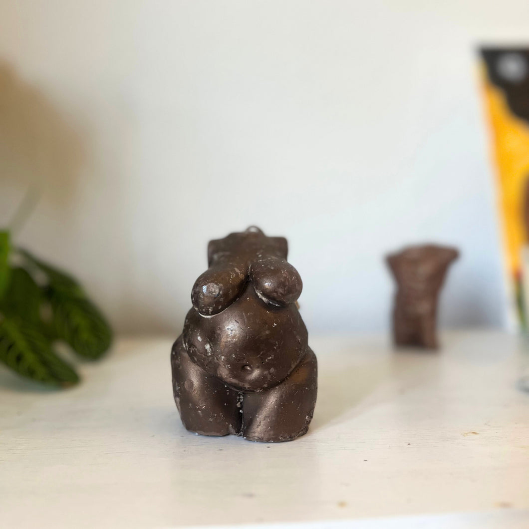Dark Bronze Ophelia Female Body Torso Candle, Celestial Collection