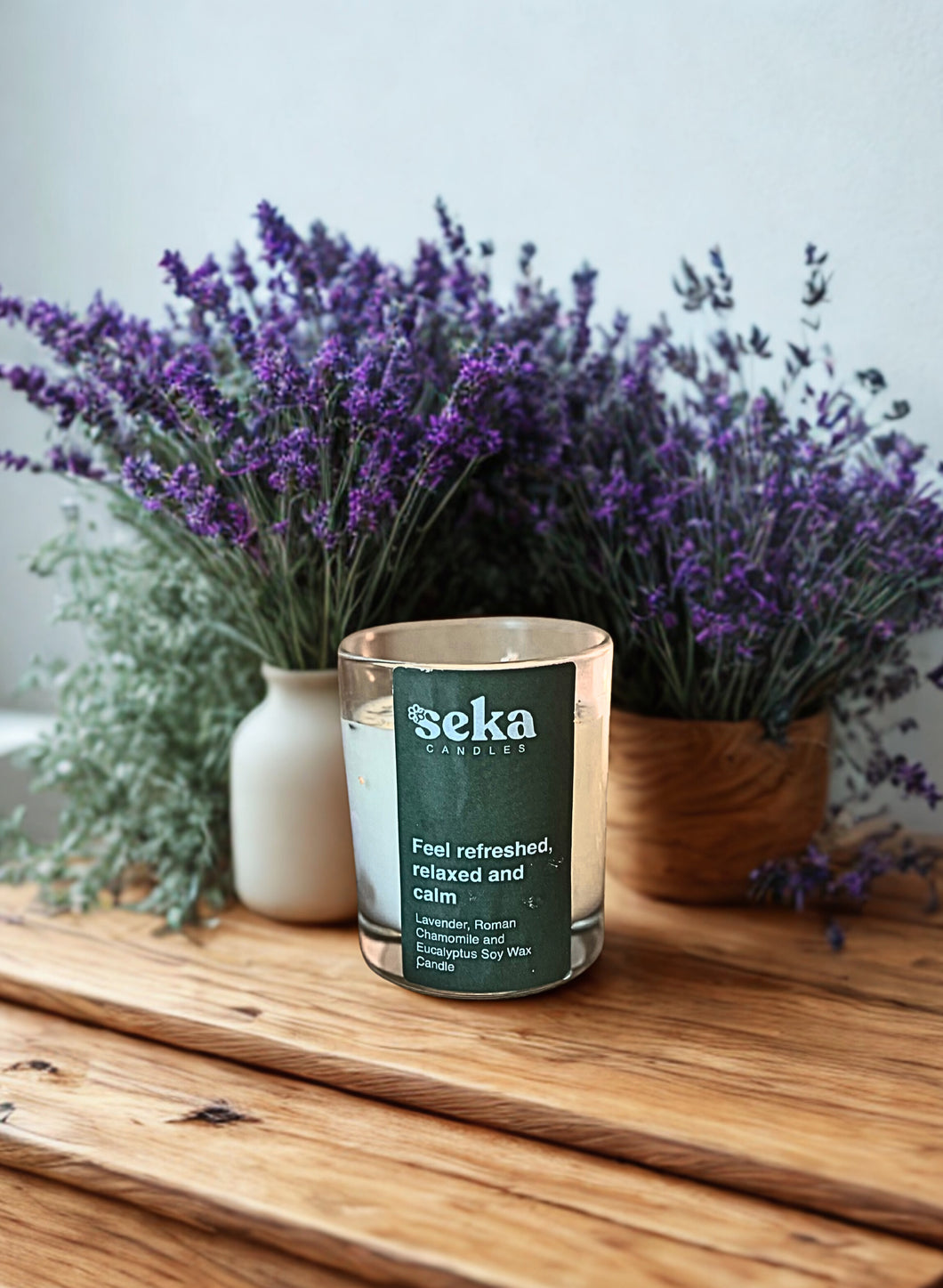 Eucalyptus, Chamomile and Lavender Soy Candle, Aromatherapy Soy Wax Candle