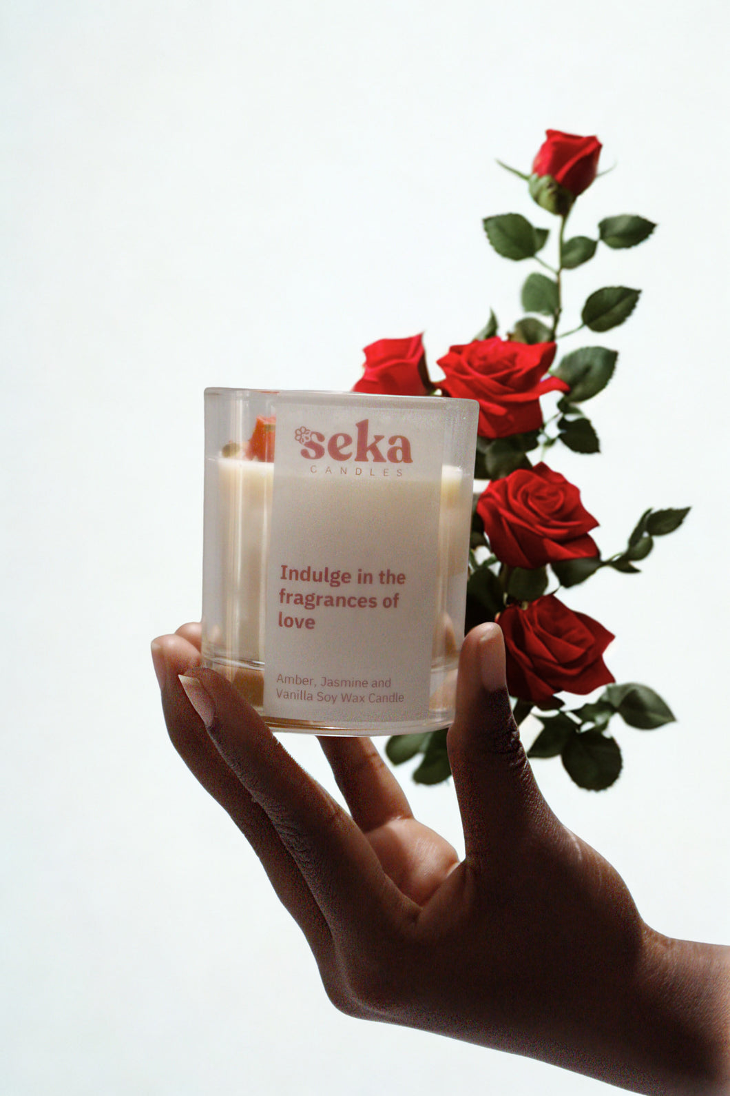 Rose Geranium and Vanilla Soy Candle, Aromatherapy Vegan Soy Wax Candle