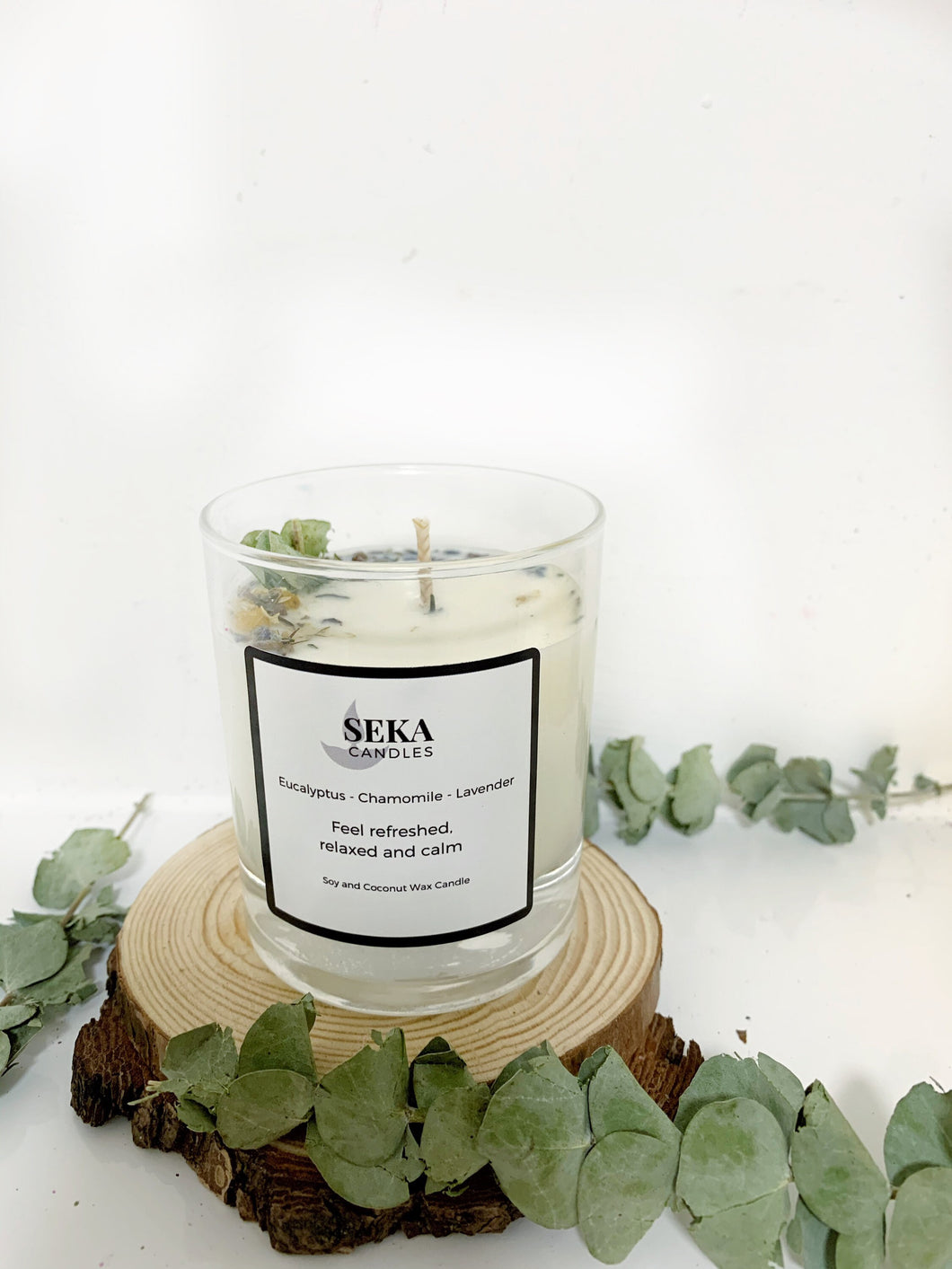 Eucalyptus, Chamomile and Lavender Soy Candle, Aromatherapy Soy Wax Candle